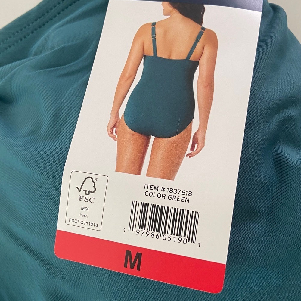 NWT Lands’ End Teal Womens SlenderSuit Grecian Low Leg One Piece UPF 50+ Size M - Picture 9 of 11